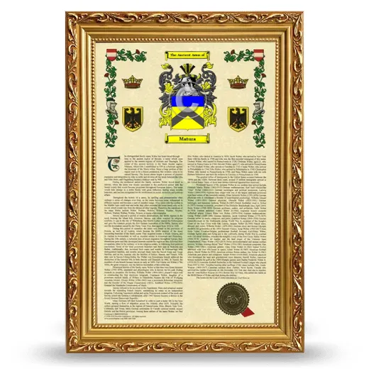 Matura Armorial History Framed - Gold