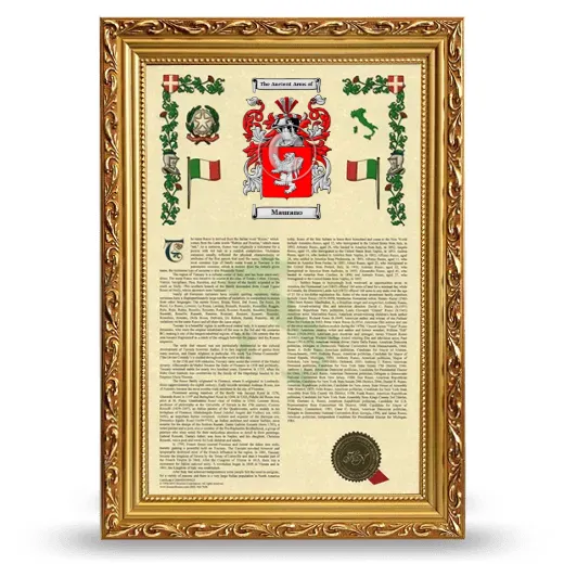 Maurano Armorial History Framed - Gold
