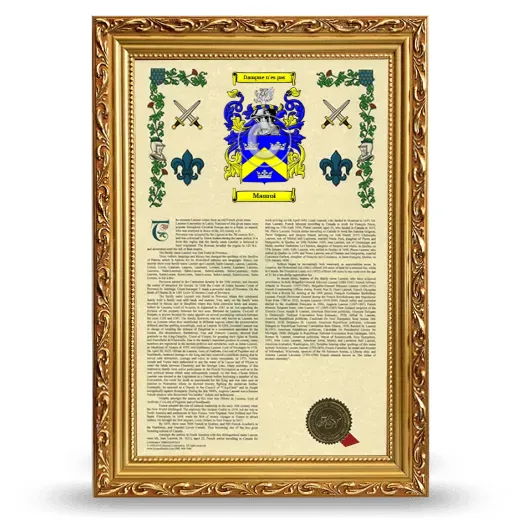 Mauroi Armorial History Framed - Gold