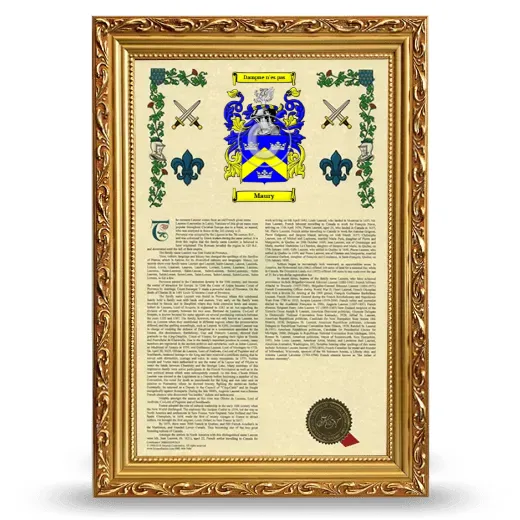 Maury Armorial History Framed - Gold