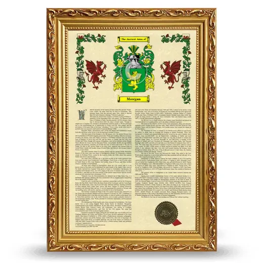 Mawgan Armorial History Framed - Gold