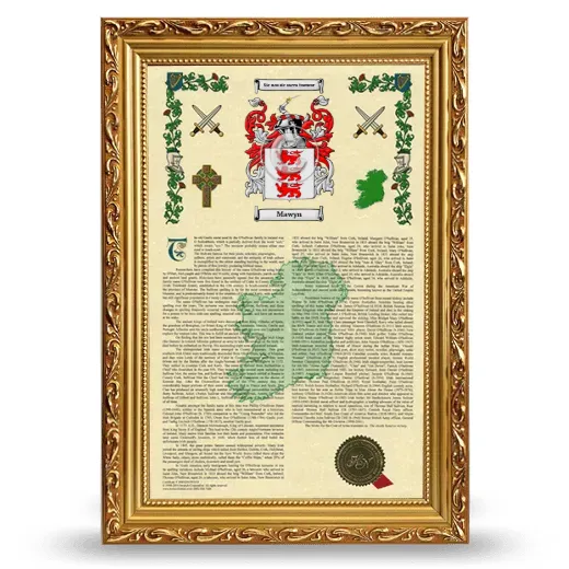 Mawyn Armorial History Framed - Gold