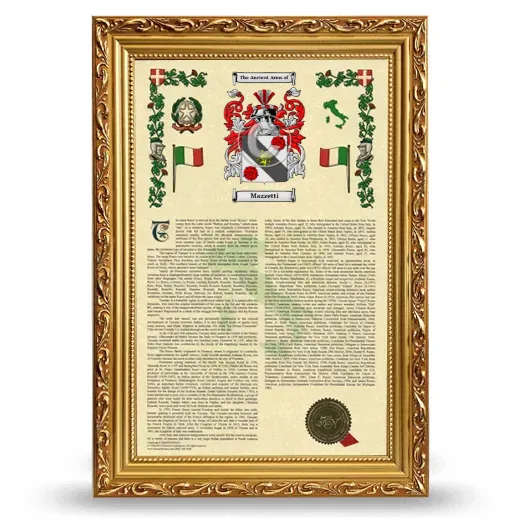 Mazzetti Armorial History Framed - Gold