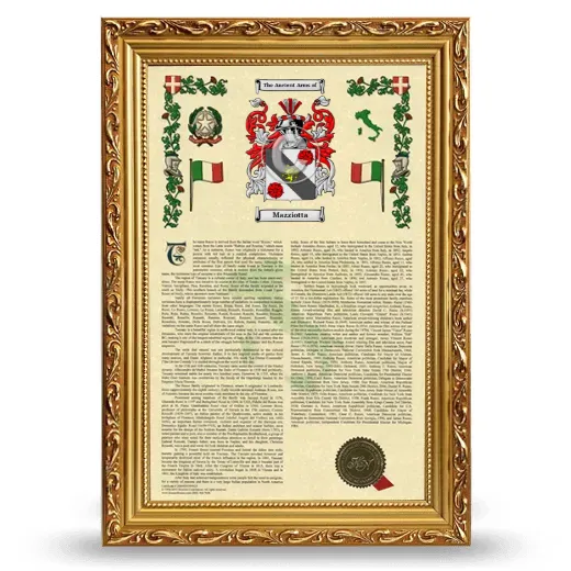 Mazziotta Armorial History Framed - Gold