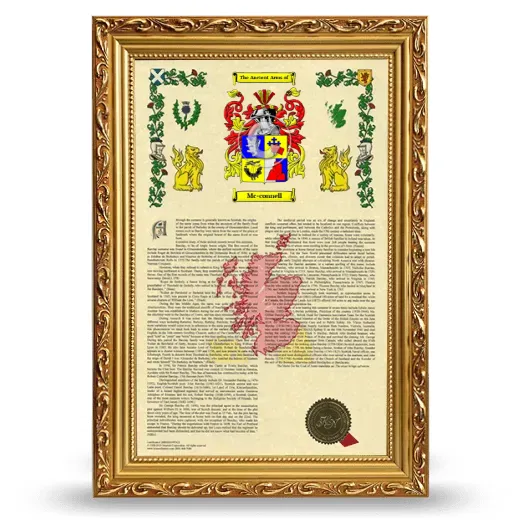 Mc-connell Armorial History Framed - Gold