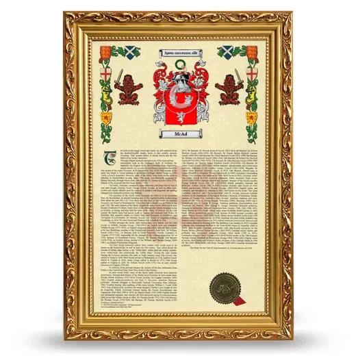 McAd Armorial History Framed - Gold