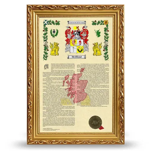 McAffeynd Armorial History Framed - Gold