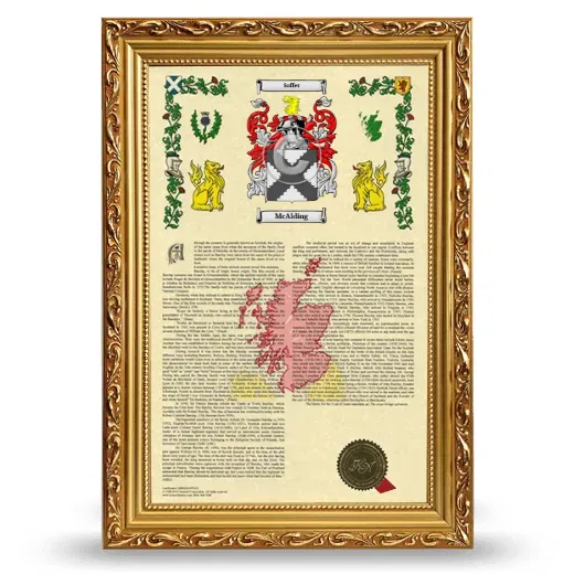 McAlding Armorial History Framed - Gold