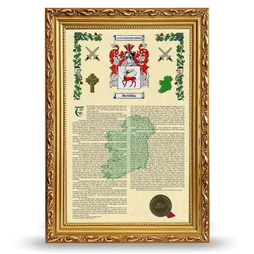 McAthhy Armorial History Framed - Gold