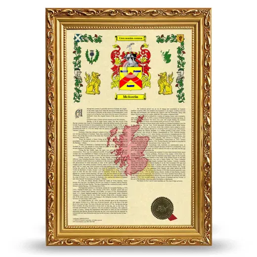 McAustin Armorial History Framed - Gold