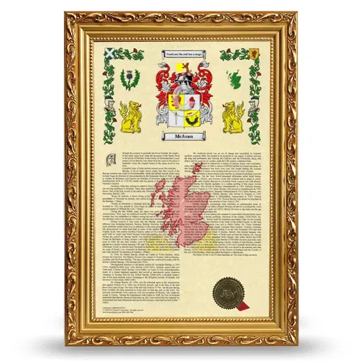 McAvan Armorial History Framed - Gold
