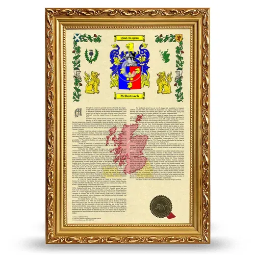 McBretnach Armorial History Framed - Gold