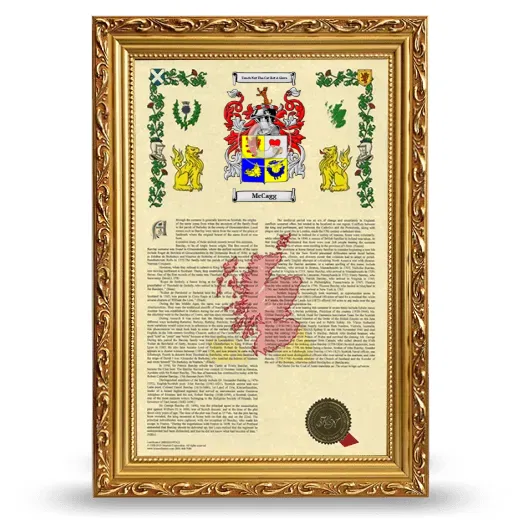 McCagg Armorial History Framed - Gold