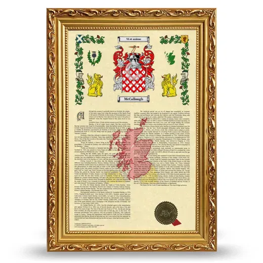 McCallough Armorial History Framed - Gold