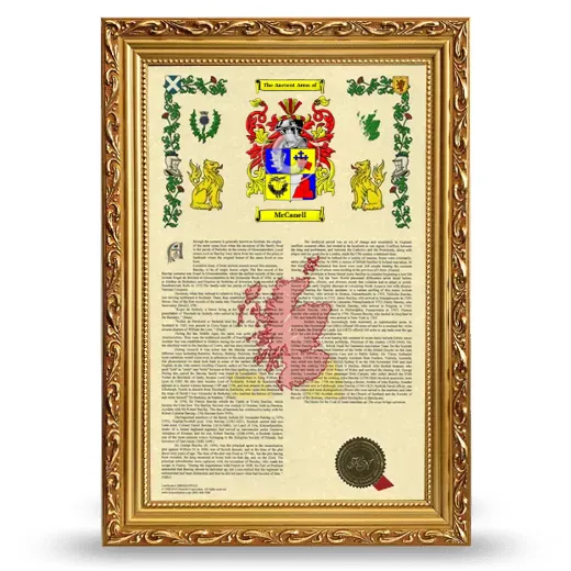 McCanell Armorial History Framed - Gold
