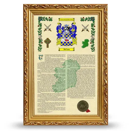 McCans Armorial History Framed - Gold