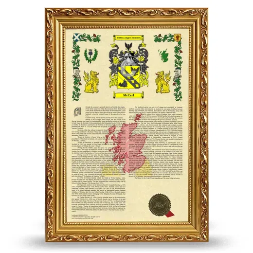 McCarl Armorial History Framed - Gold