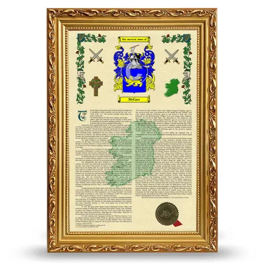 McCarr Armorial History Framed - Gold