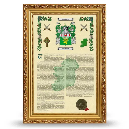 McCartan Armorial History Framed - Gold