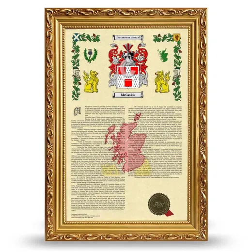 McCaskie Armorial History Framed - Gold
