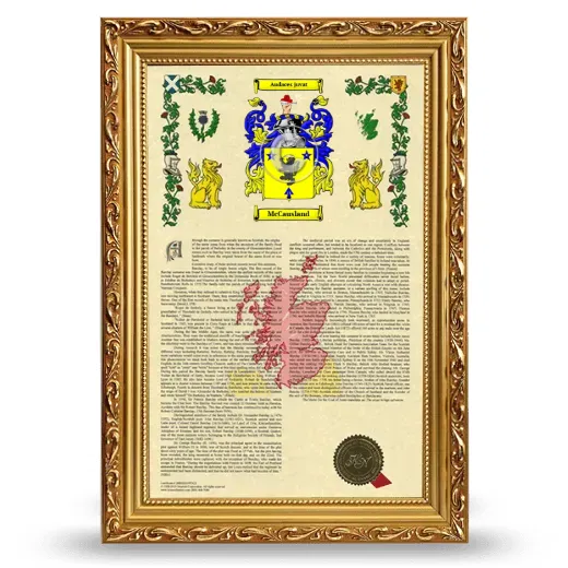 McCausland Armorial History Framed - Gold