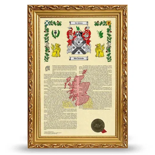 McChristie Armorial History Framed - Gold