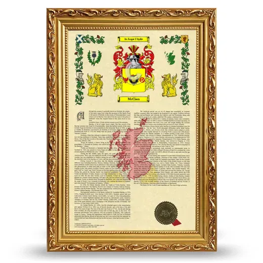 McCian Armorial History Framed - Gold