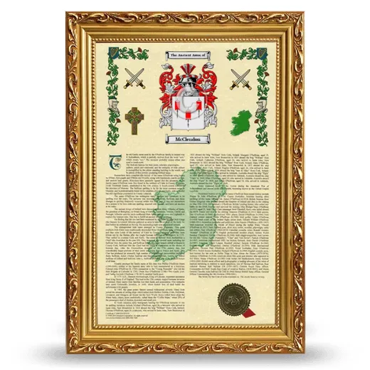 McClendon Armorial History Framed - Gold