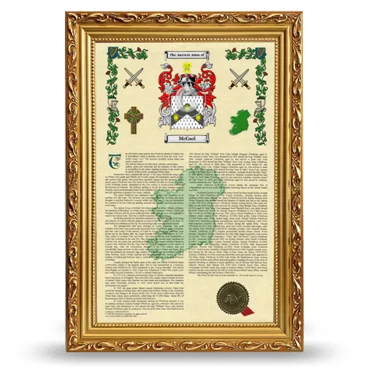 McCool Armorial History Framed - Gold