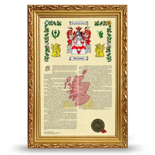 McCormick Armorial History Framed - Gold