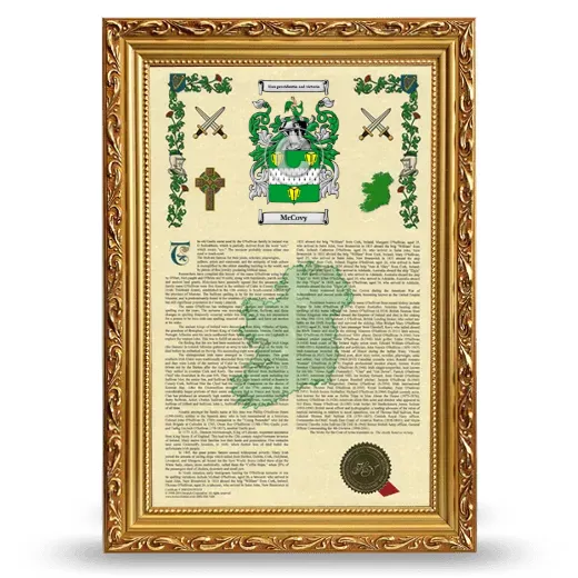 McCovy Armorial History Framed - Gold