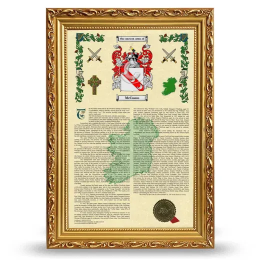 McCrann Armorial History Framed - Gold