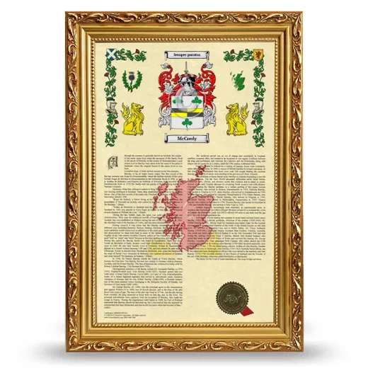 McCredy Armorial History Framed - Gold