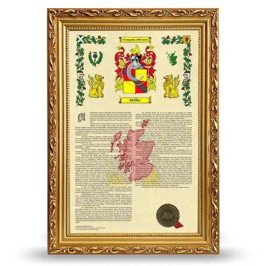McEfer Armorial History Framed - Gold