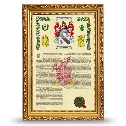 McEntegart Armorial History Framed - Gold