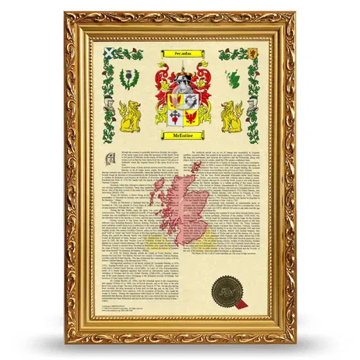 McEntire Armorial History Framed - Gold