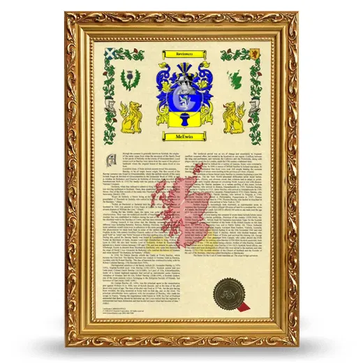 McEwin Armorial History Framed - Gold