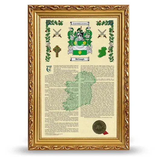 McGaugh Armorial History Framed - Gold