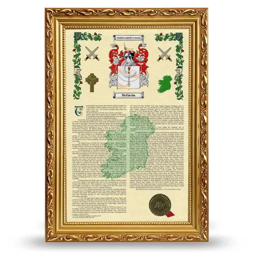 McGavin Armorial History Framed - Gold