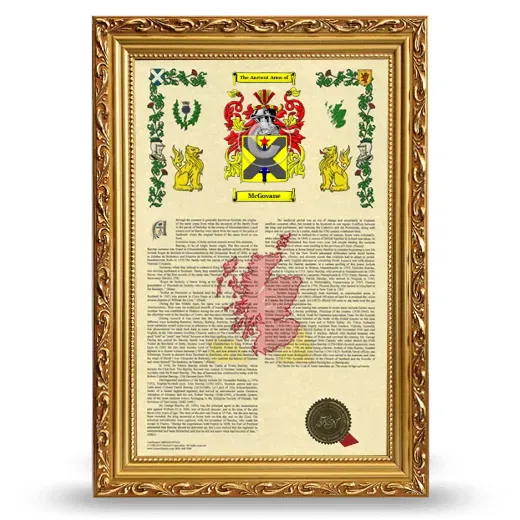 McGovane Armorial History Framed - Gold