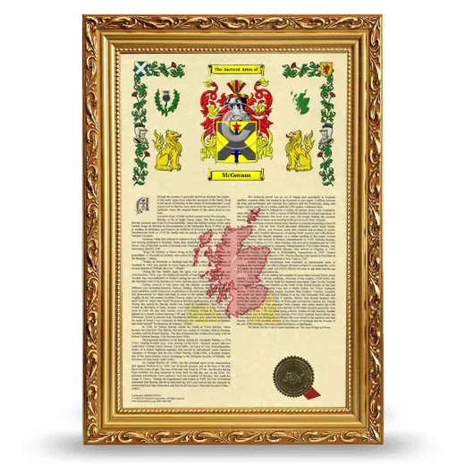 McGovans Armorial History Framed - Gold
