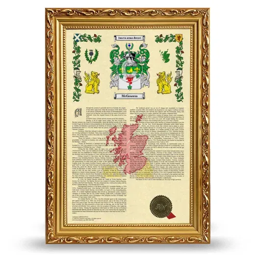 McGowem Armorial History Framed - Gold