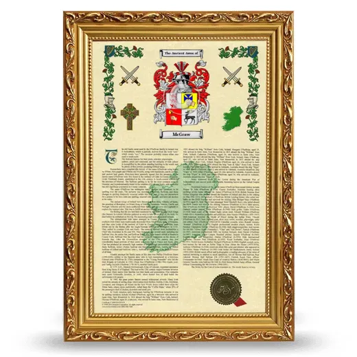 McGraw Armorial History Framed - Gold