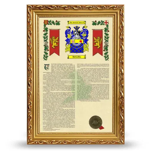 McGuffin Armorial History Framed - Gold