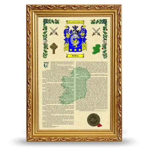 McIlroy Armorial History Framed - Gold