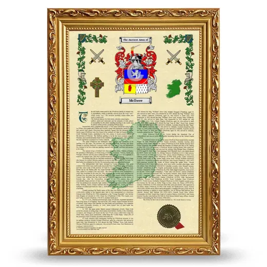 McIlwee Armorial History Framed - Gold