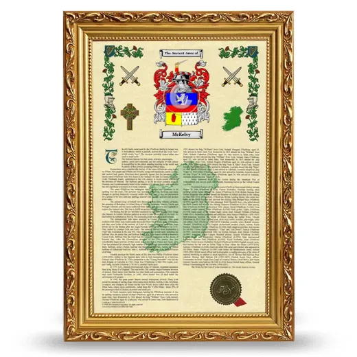 McKelvy Armorial History Framed - Gold