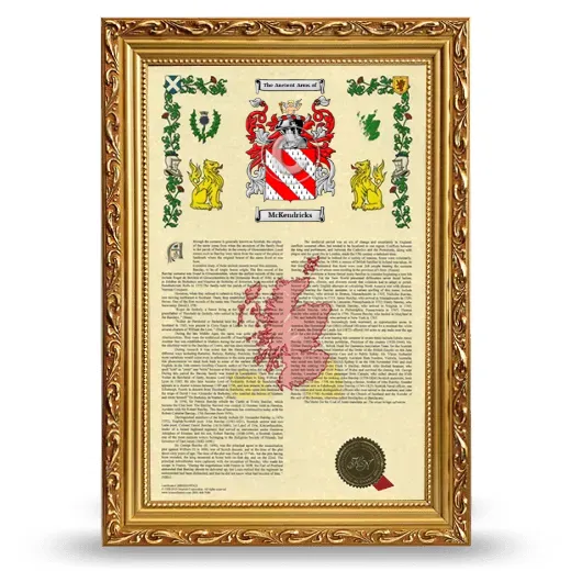 McKendricks Armorial History Framed - Gold