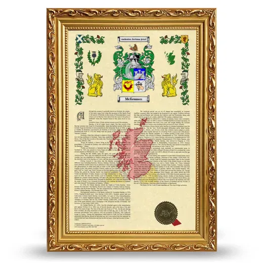 McKennan Armorial History Framed - Gold