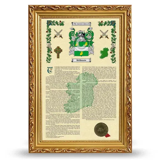 McKennie Armorial History Framed - Gold